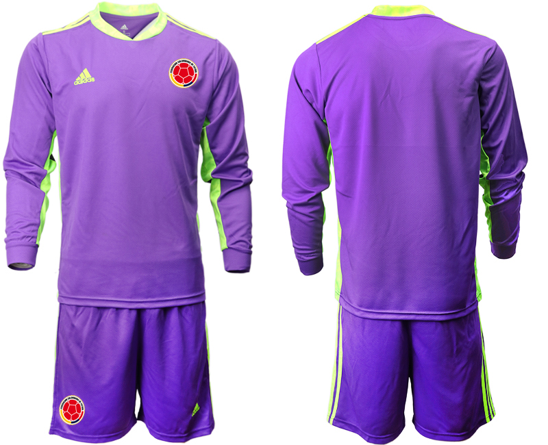 Men 2020-2021 Season National team Colombia goalkeeper Long sleeve purple Soccer Jersey